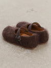 SWAYING Fall/Winter 2025: Cashmere-trimmed leather flat shoes SW-SW25AW4P06C3S37-HZ, Red-brown